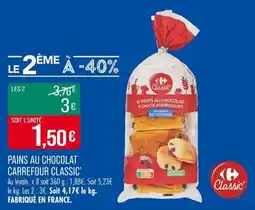Match Pains au chocolat carrefour classic' offre