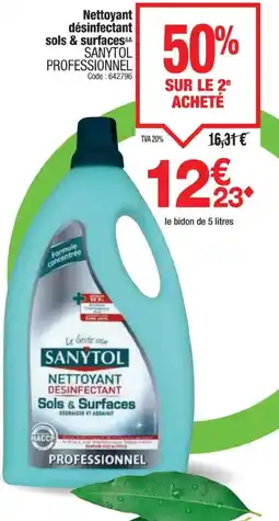 Promocash SANYTOL PROFESSIONNEL Nettoyant désinfectant sols & surfaces offre