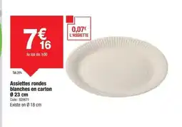 Promocash Assiettes rondes blanches en carton offre