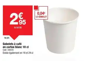 Promocash Gobelets à café en carton blanc offre