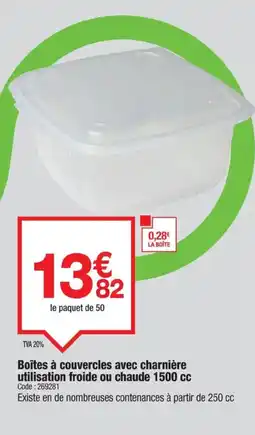Promocash Boîtes à couvercles avec charnière utilisation froide ou chaude 1500 cc offre