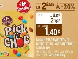 Match Cacahuètes enrobées de chocolat au lait carrefour sensation offre