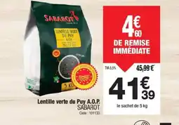 Promocash SABAROT Lentille verte du Puy A.O.P. offre