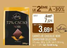 Match Carrés de chocolat noir carrefour selection offre