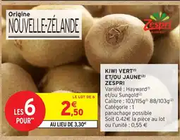 Intermarché Express ZESPRI Kiwi vert et/ou jaune offre