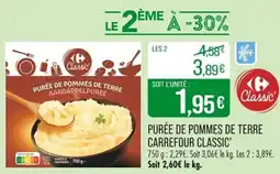 Match Purée de pommes de terre carrefour classic' offre