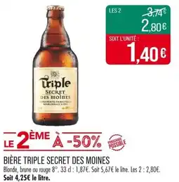 Match Bière triple secret des moines offre