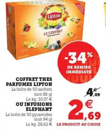 Super U Coffret Thés Parfumés Lipton Ou Infusions éléphant offre