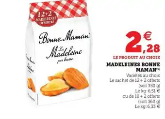 Super U Madeleines Bonne Maman offre