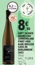 E.Leclerc Aop alsace grand cru sonnenglanz pinot gris blanc moelleux cave de beblenheim 2023 offre