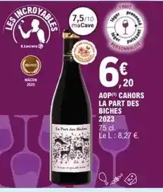 E.Leclerc E.leclerc - aop cahors la part des biches 2023 offre