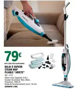 E.Leclerc Ariete - balai a vapeur steam mop pliable offre