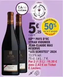 E.Leclerc E.leclerc - pays d'oc syrah viognier jean-claude mas réserve offre