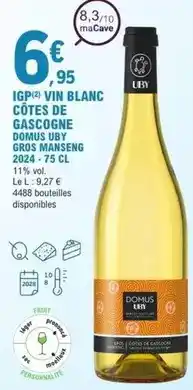 E.Leclerc Uby - vino blanc cotes de gascogne offre