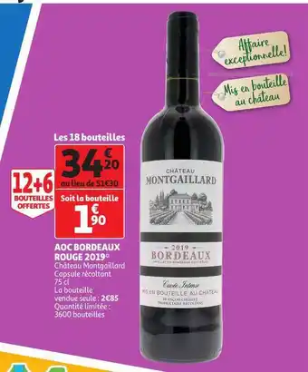 Auchan Direct Aoc Bordeaux Rouge 2019 Château Montgaillard offre