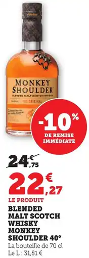 Maximarché MONKEY SHOULDERBlended malt scotch whisky 40° offre