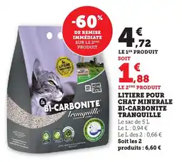 Maximarché TRANQUILLE Litiere pour chat minerale bi-carbonite offre
