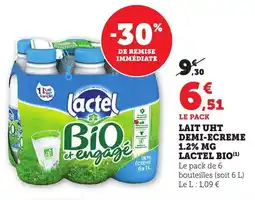 Maximarché LACTEL BIO Lait uht demi-ecreme 1.2% mg offre