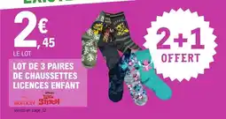 E.Leclerc Lot de 3 paires de chaussettes licences enfant offre