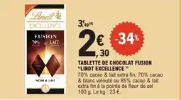 E.Leclerc LINDT EXCELLENCE Tablette de chocolat fusion offre