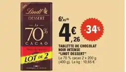 E.Leclerc LINDT DESSERT Tablette de chocolat noir intense offre