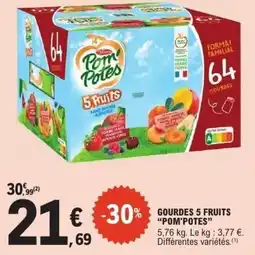 E.Leclerc POM'POTES Gourdes 5 fruits offre