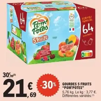 E.Leclerc POM'POTES Gourdes 5 fruits offre
