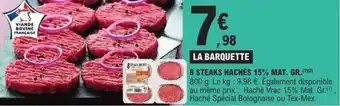 E.Leclerc 8 steaks hachés 15% mat. gr. offre