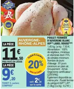 E.Leclerc Poulet fermier d'auvergne blanc igp label rouge offre