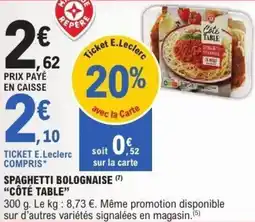 E.Leclerc CÔTÉ TABLE Spaghetti bolognaise offre