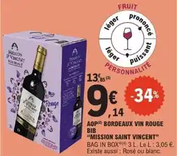 E.Leclerc MISSION SAINT VINCENT Aop bordeaux vin rouge bib offre