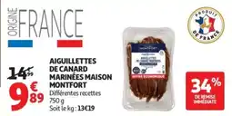 Auchan Supermarché Aiguillettes de canard marinées maison montfort offre