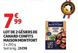 Auchan Supermarché Lot de 2 gésiers de canard confits maison montfort offre