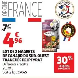 Auchan Supermarché Lot de 2 magrets de canard du sud-ouest tranchés delpeyrat offre