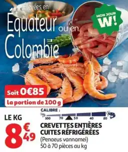 Auchan Supermarché Crevettes entières cuites réfrigérées offre