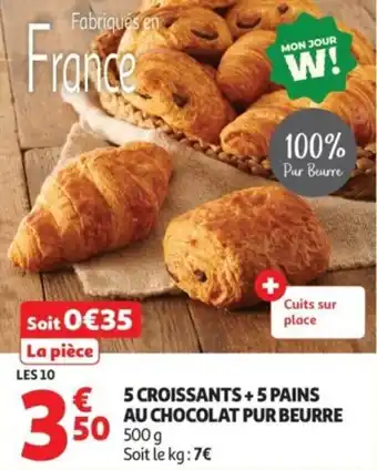 Auchan Supermarché 5 croissants + 5 pains au chocolat pur beurre offre