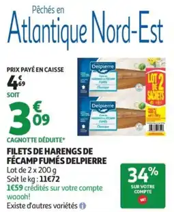 Auchan Supermarché Filets de harengs de fécamp fumés delpierre offre