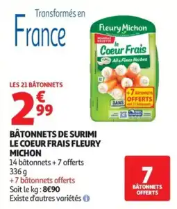 Auchan Supermarché Bâtonnets de surimi le coeur frais fleury michon offre