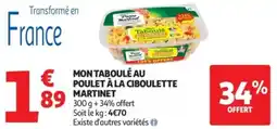 Auchan Supermarché Mon taboulé au poulet à la ciboulette martinet offre