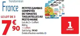 Auchan Supermarché Petites gambas compotée de tomates tagliatelles au pesto marie lot de 2 offre