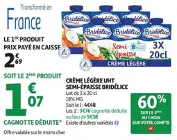 Auchan Supermarché Crème légère uht semi-épaisse bridélice offre