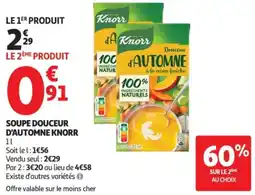 Auchan Supermarché Soupe douceur d'automne knorr offre