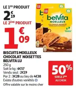 Auchan Supermarché Biscuits moelleux chocolat noisettes belvita lu offre
