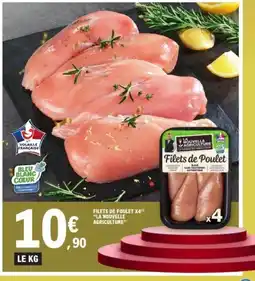 E.Leclerc LA NOUVELLE AGRICULTURE Filets de poulet x4 offre