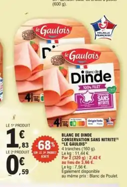 E.Leclerc LE GAULOIS Blanc de dinde conservation sans nitrite offre