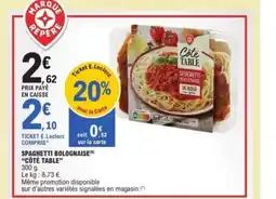E.Leclerc CÔTÉ TABLE Spaghetti bolognaise offre