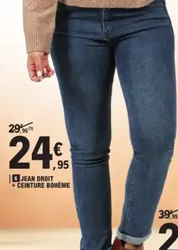 E.Leclerc Jean droit +ceinture bohème offre