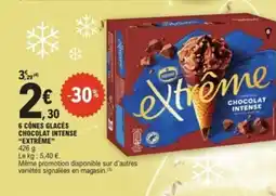 E.Leclerc EXTRÊME 6 cônes glacés chocolat intense offre