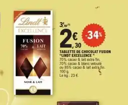 E.Leclerc LINDT EXCELLENCE Tablette de chocolat fusion offre