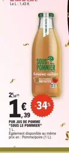 E.Leclerc SOUS POMMIER Pur jus de pomme offre
